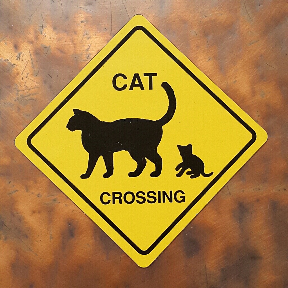 #76 Cat Fridge Magnet Cat Crossing Sign Kitten Kitty